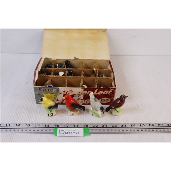 Tender Leaf Tea Bird Figurines Set in Box (Golden Finch has Broken Tail)