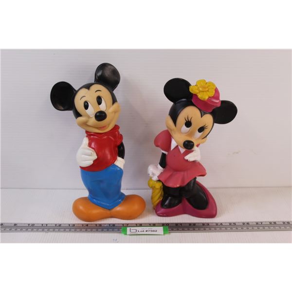 Mickey & Minnie Mouse Coin Banks (Mickey Missing Bottom Plug)