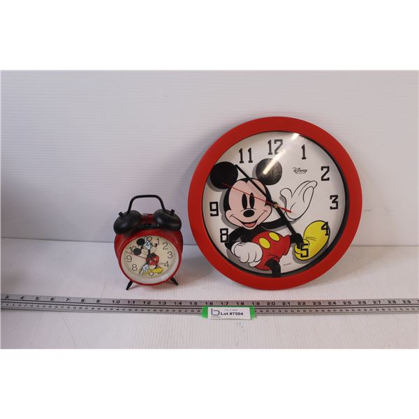 (2) Mickey Mouse Clocks (May Need Batteries, as is)