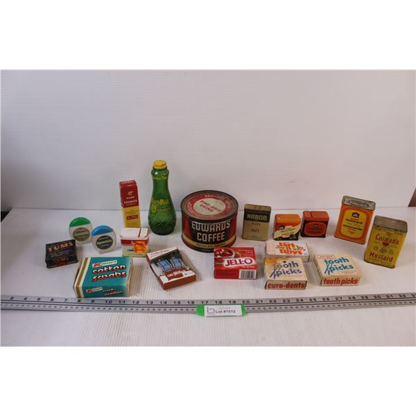 Vintage Glass & Tin & Cardboard Box Containers