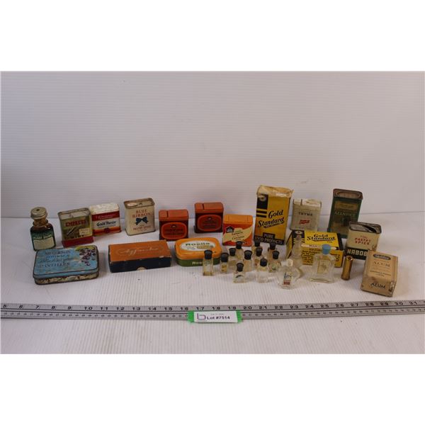 Vintage Mini Perfume Containers & Glass & Tin & Cardboard Box Containers