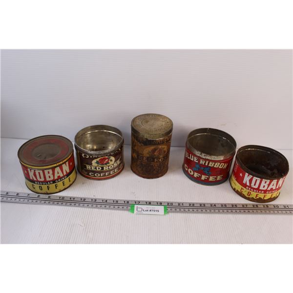 Vintage Tin Containers - Various Makers of Coffee tins