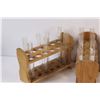 Image 2 : (3) Wooden Test Tubes Holders w/Glass Test Tubes (Not full set)