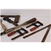 Image 3 : Vintage Tools: Square, Pipe Wrench, Clamps, Mortar Spreader, Hand Drill, Ruler