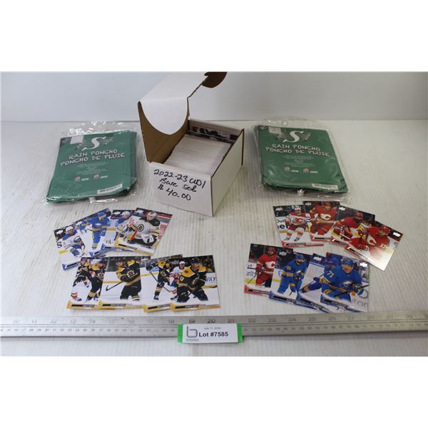 2022-23 UDI Base Set Hockey Player Cards - (2) Sask Rough Rider Rain Ponchos (NIB)