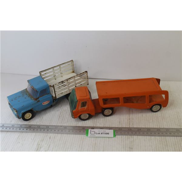 Vintage Metal Bandi Line Car Hauler - Vintage Tonka Truck