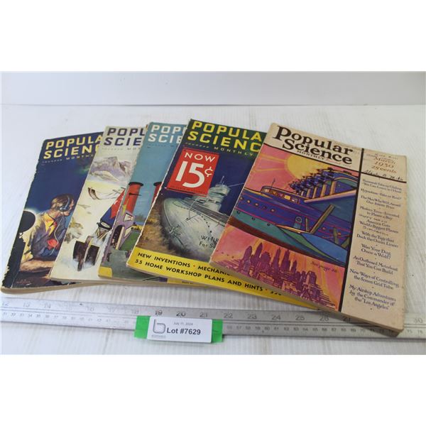 (5) Vintage Popular Science Magazines
