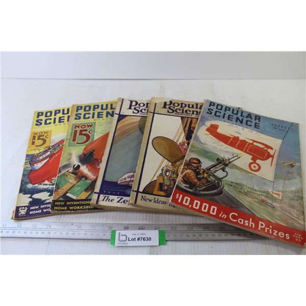 (5) Vintage Popular Science Magazines