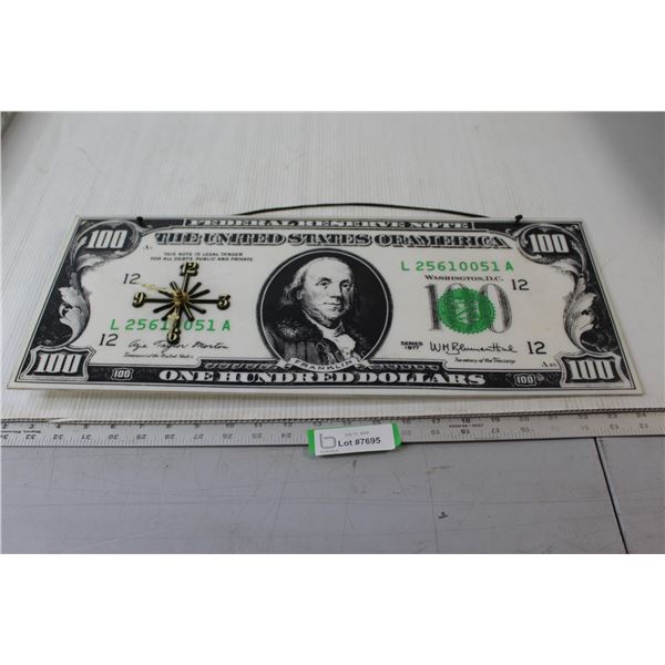 US $100 Bill Wall Clock - Not Working