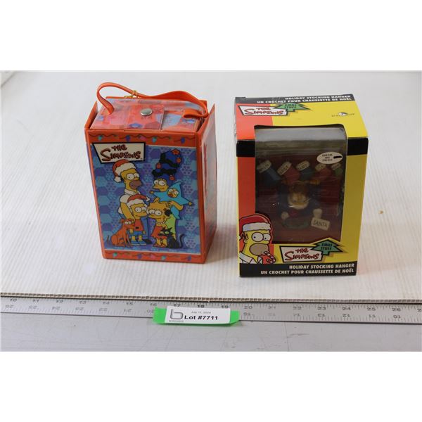 (2) The Simpsons Christmas Ornaments/Stocking Hanger