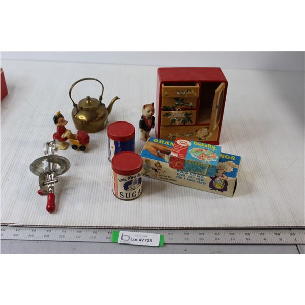 Vintage Items, Toy Wardrobe, Tins