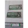 Image 1 : (2) 1954 Canadian $1.00 Bills