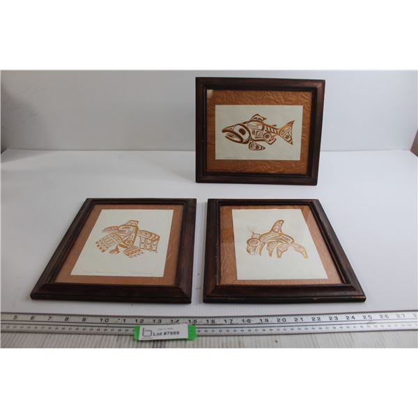 (3) Haida Artworks - 9 3/4" x 11 3/4"