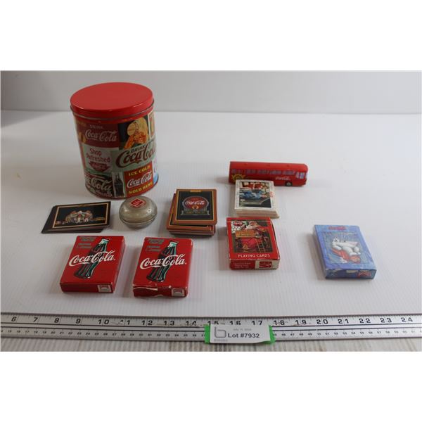 Assorted Coca-Cola Cards, Tin, Misc.