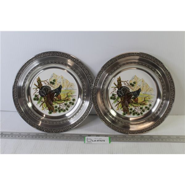 (2) Riskin Pewter Plates (9 1/2")
