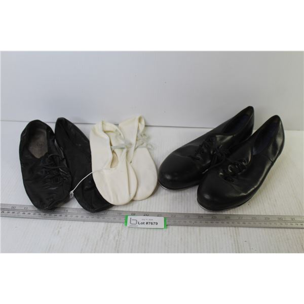 Men's Tele Tone Tap Shoes (looks like size 10) - (2) Pair of Men's Ballet Shoes (size 10 1/2 - Size 