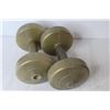Image 2 : (2) 5 Lb. Dumbbells - Wooden Stand ( 11 3/4" x 11")