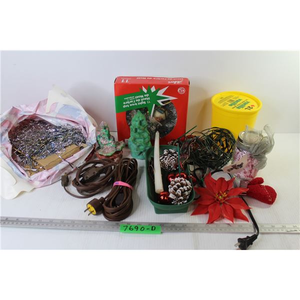 Christmas Tree Topper - Tinsel - (2) Extension Cords - Christmas Decor Items