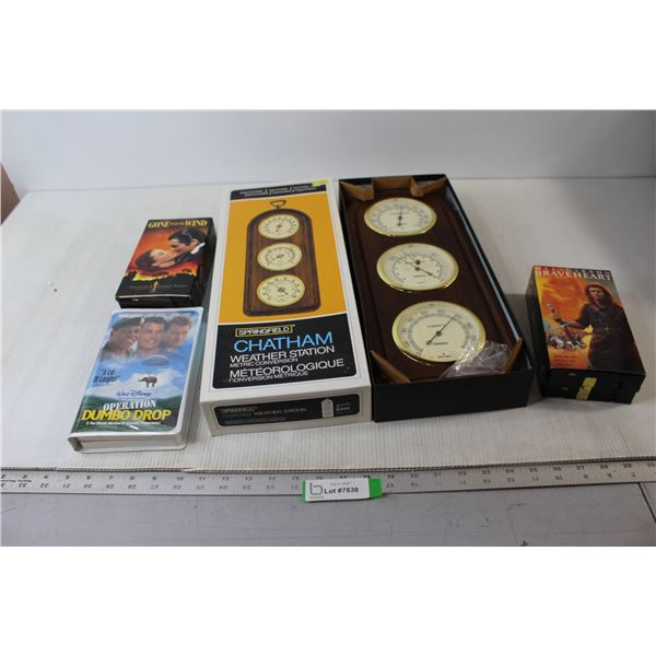 (3) VHS Tapes - Braveheart, Gone With the Wind, Chatham Weather Station - Untested
