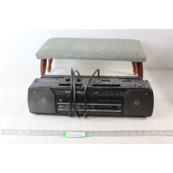 Dual Cassette Recorder/AM-FM Radio - Untested, Foot Stool - 20" x 9" x 8"