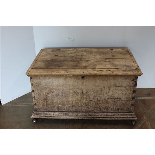 *Wooden Russian early 1900's Chest - 42" x 25 3/4" x 25"