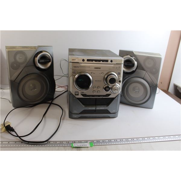 Philips Music Player with Speakers - Turns On, Needs Severe Cleaning