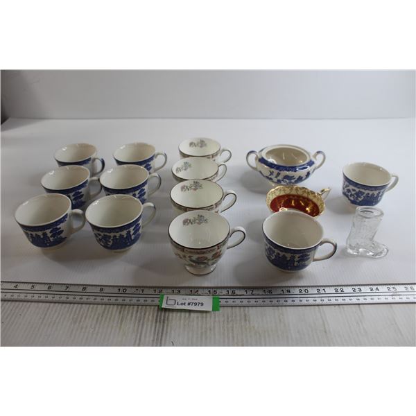 (13) Cups - Chip, Sugar Bowl, Misc. - All As Is