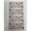 Image 2 : 1989 Uncut Sheet of 4 $10 notes. Rare denomination!