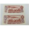 Image 2 : 1974 $2 notes. 2 in sequence ARA