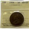 Image 1 : 1916 Canada Large Cent. ICCS AU55