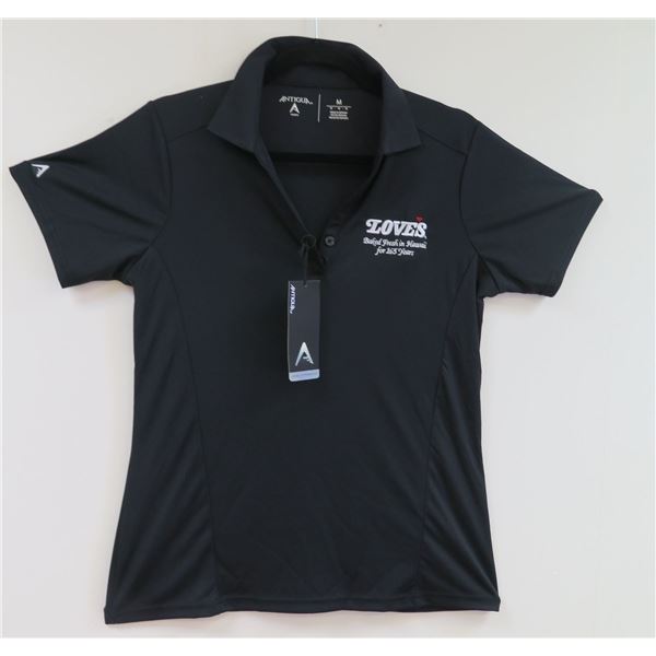Love's Bakery Antigua Black Polo Shirt Size Medium