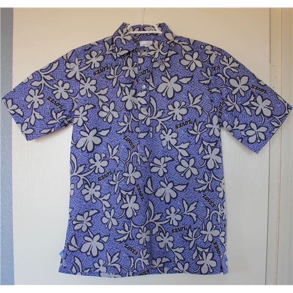 Love's Bakery Logo Blue Print Aloha Shirt Size 4X