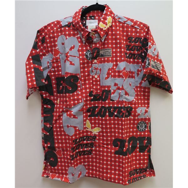 Love's Country Hearth Red/Black/Gray Aloha Shirt Size Medium
