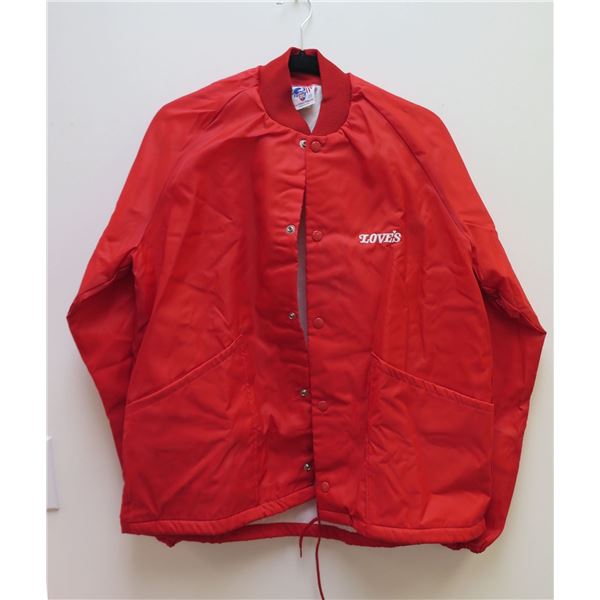 Love's Bakery D.G. Sportswear Red Snap-Front Jacket Size Medium