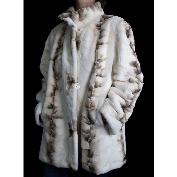 CASCADE FUR: Ladies Bleached Marble Mink Section Jacket