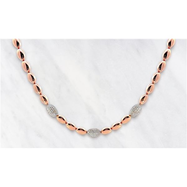 GUNDERSON'S: Exquisite New Italian Art Diamond Necklace in 18K Rose and White Gold