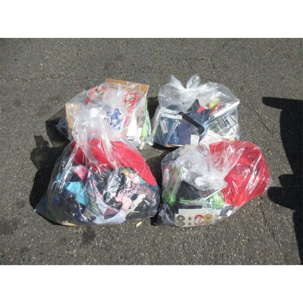 4 Clear Grab Bags of Assorted Overstock Goods