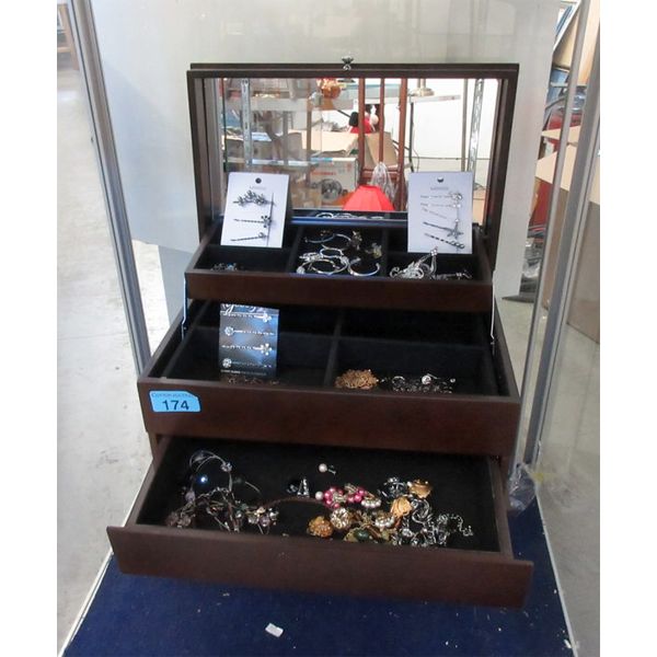 Large Jewelry Box and Contents - Preowned