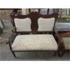 Image 1 : Vintage Upholstered Wood Settee
