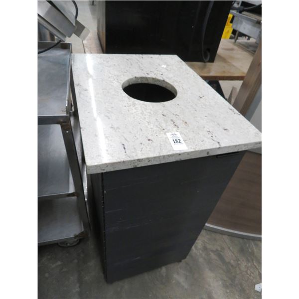Black w/Granite Top Rolling Trash Cabinet