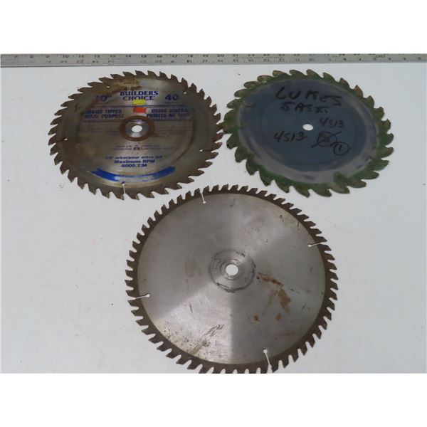three 10" saw blades