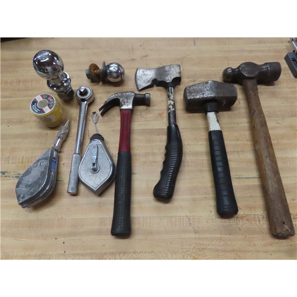 ball peen hammer, hatchet, 2 5/16 hitch ball