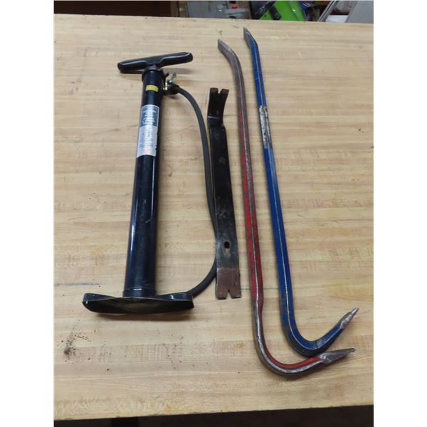 crowbars, prybar and tire air pump