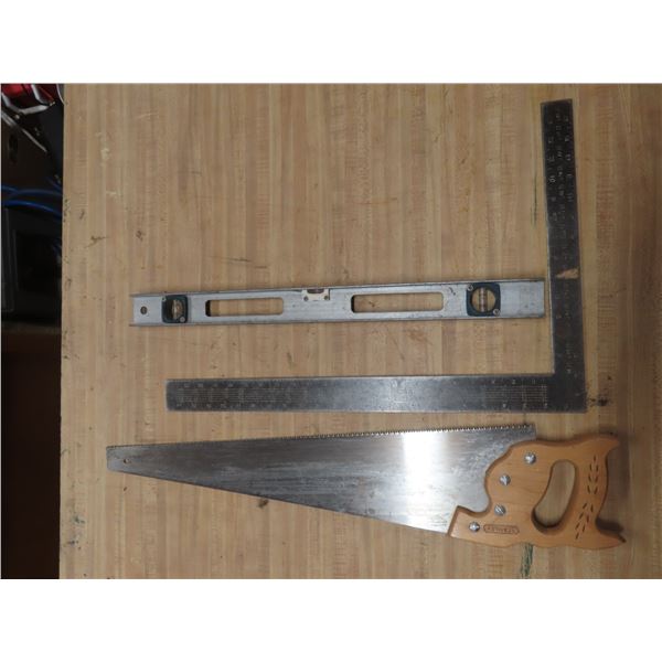 square, saw, and level