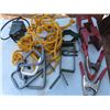 Image 1 : tote of clamps , saw horse brackets , rope and hooks