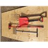 Image 2 : two pitch forks, mop and shovel