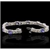 Image 2 : 14KT White Gold 5.20 ctw Tanzanite and Diamond Bracelet