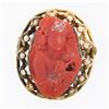 Large Antique Victorian GIA Carved Red Coral Cameo w/ 14k Gold Open Frame Brooch