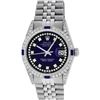 Image 3 : Rolex Mens Stainless Steel Diamond Lugs Blue Vignette And Sapphire Datejust Wris