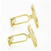 Image 4 : Mens Solid 14k Yellow Gold Nugget Textured & Polished Crackled Square Cuff Links
